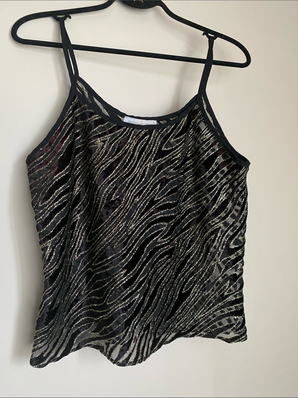 Maidenform Black Sheer Zebra-Print Metallic Thread Cami